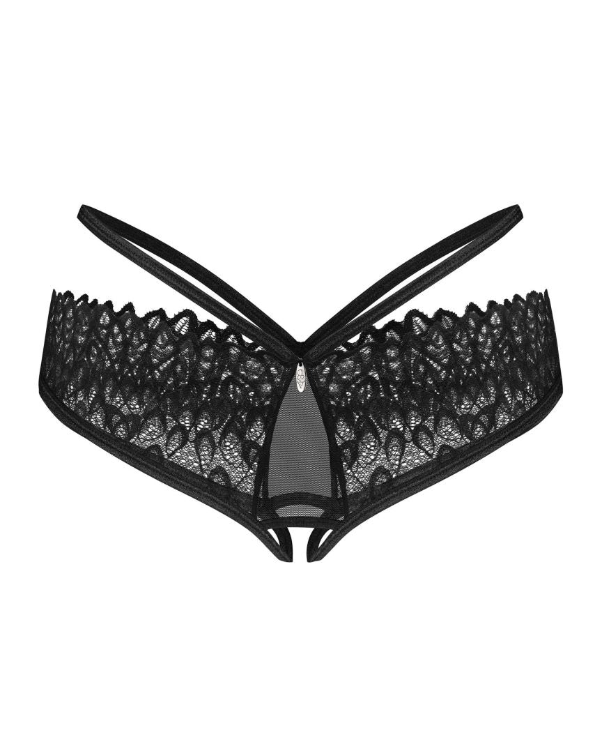 The Donarella black lace crotchless panties, seen from a different angle