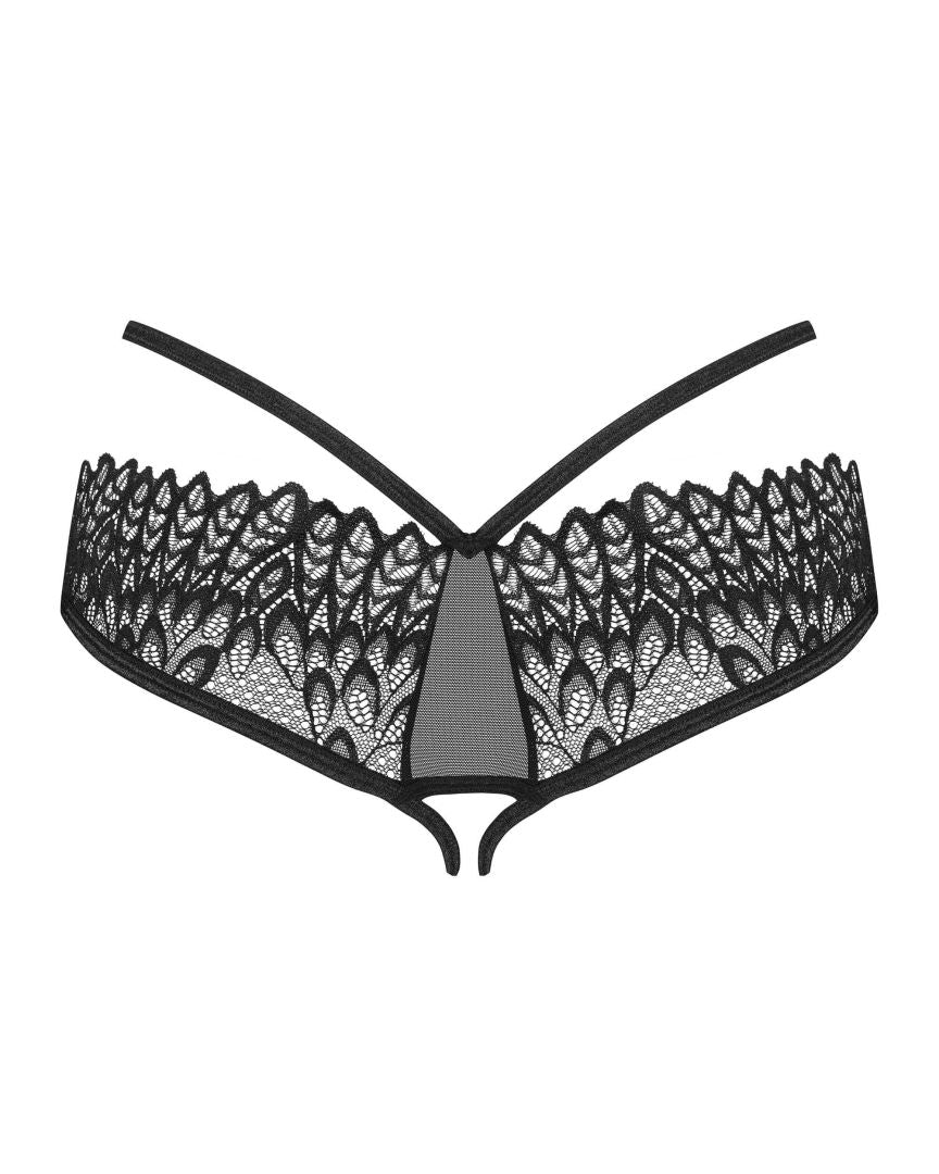 One more view of the Donarella black lace crotchless panties