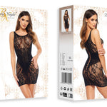 One more view of the Donna black floral minidress