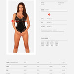 The Donna Dream black lace crotchless teddy, shown in an alternate image