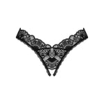 The Donna Dream black lace crotchless thong in an additional gallery image