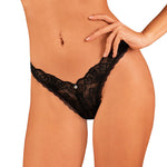 The Donna Dream black lace thong with a delicate pendant at the front