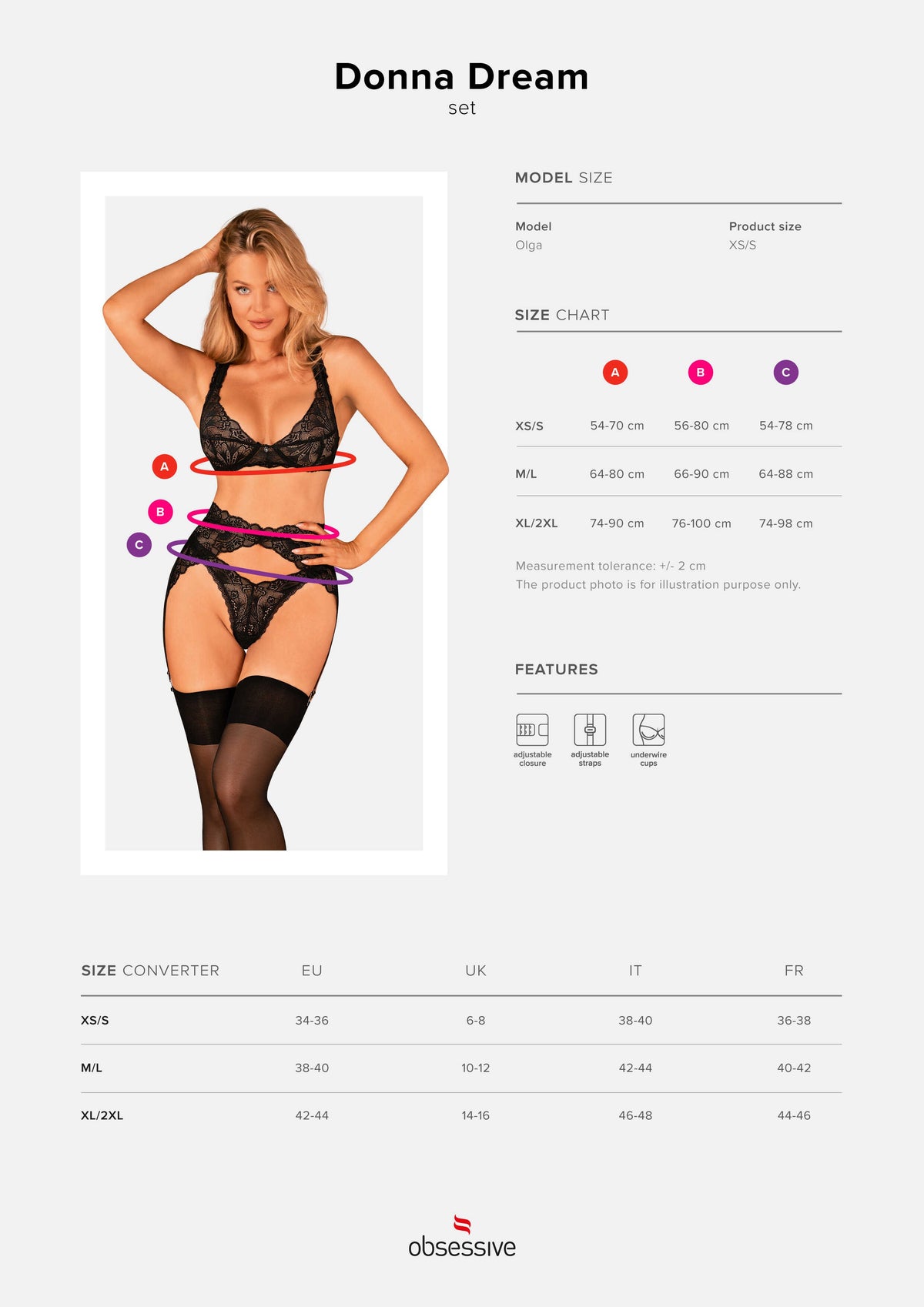 One more view of the Donna Dream black three-piece set
