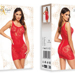 An additional view of the Donna red floral minidress