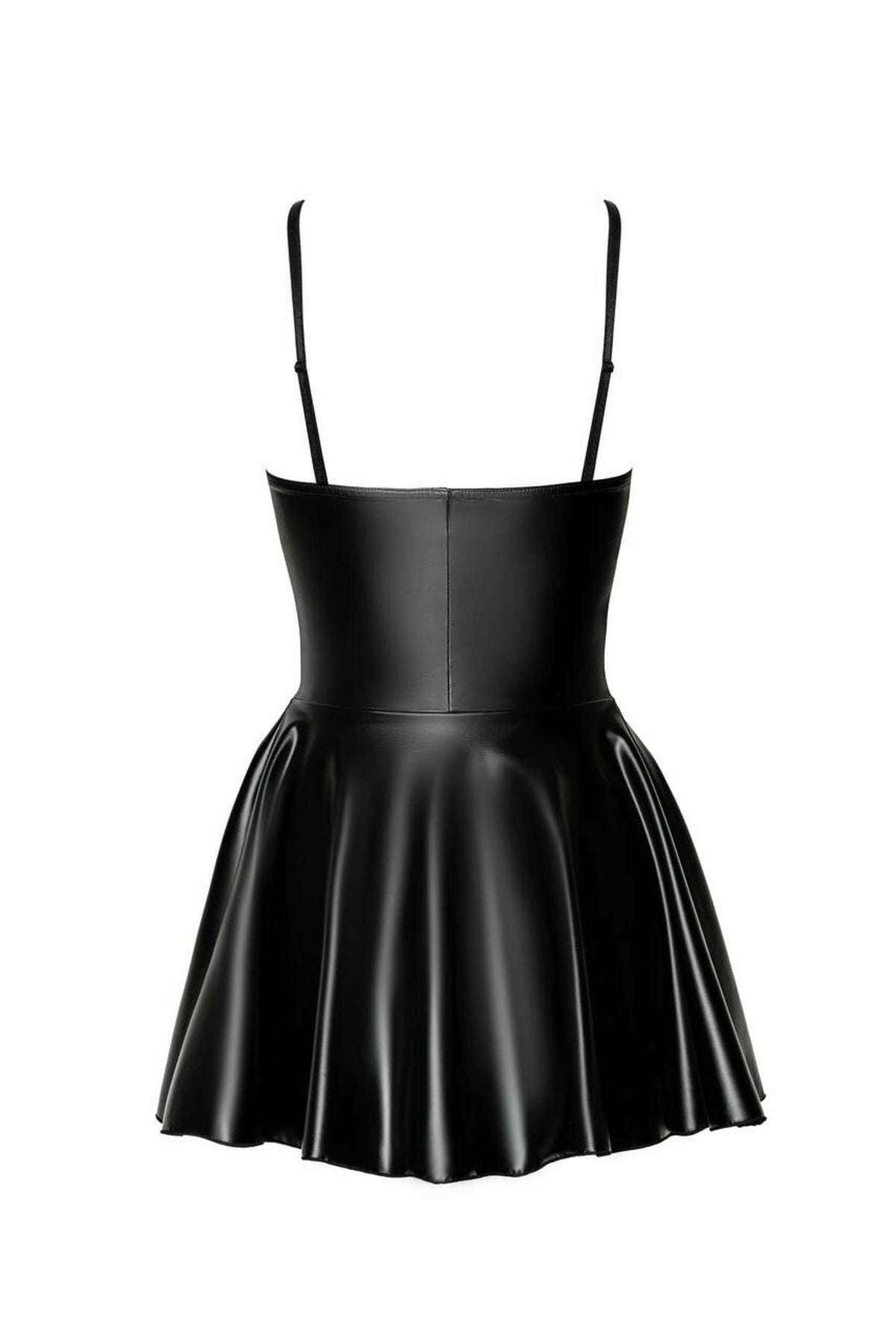 An additional view of the Dreamer black wetlook corset mini dress