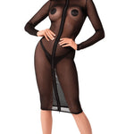 The Ecstasy black transparent mesh midi dress seen from another angle