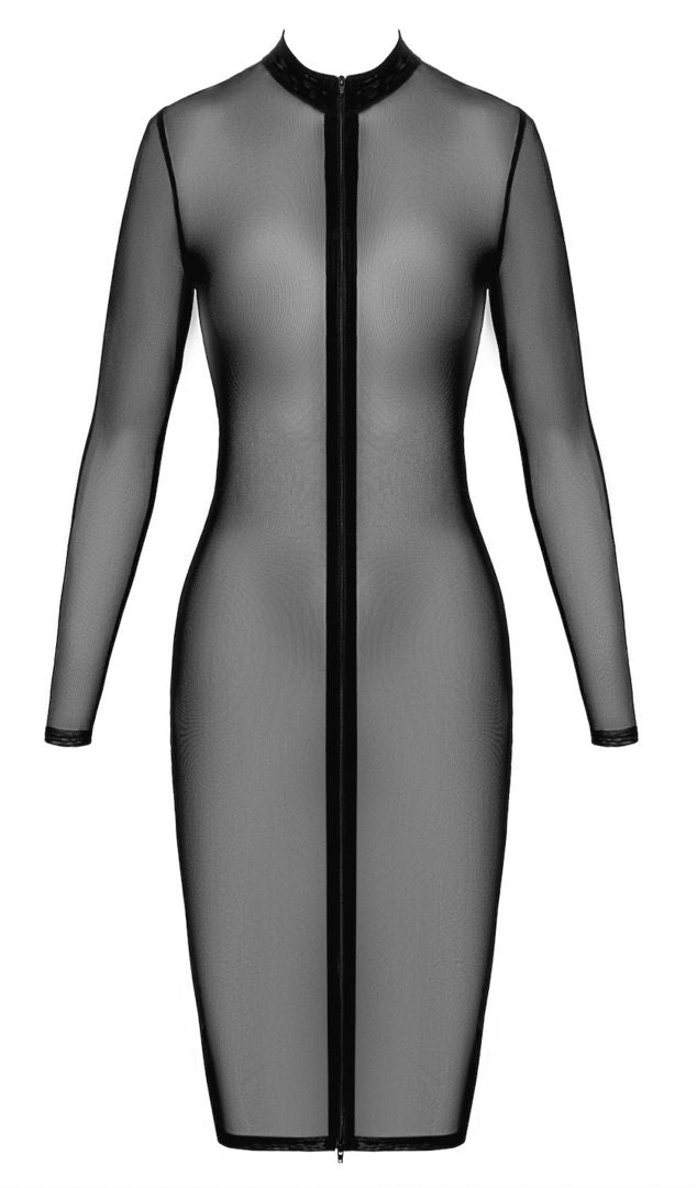 A further look at the Ecstasy black transparent mesh midi dress