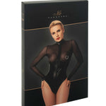 The Edge black wetlook and mesh bodysuit, seen from a different angle