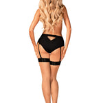 An additional view of the Editya black lace garter panties