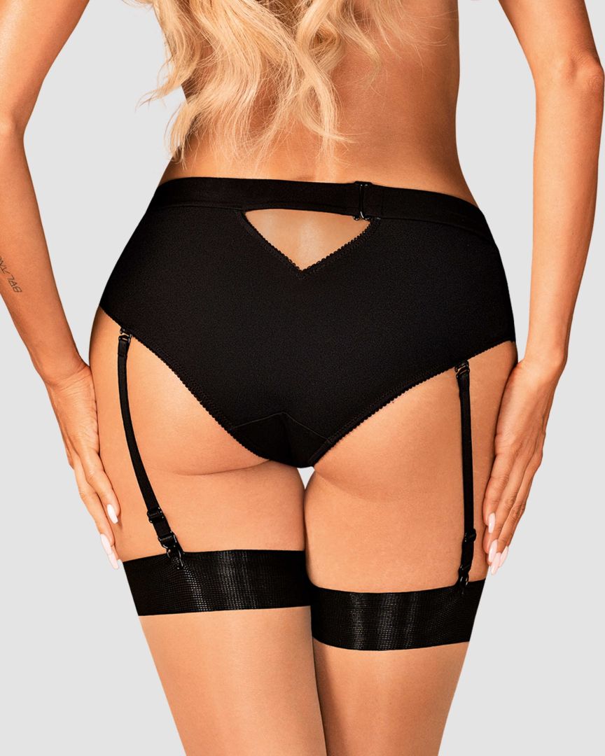 The Editya black lace garter panties, seen from a different angle