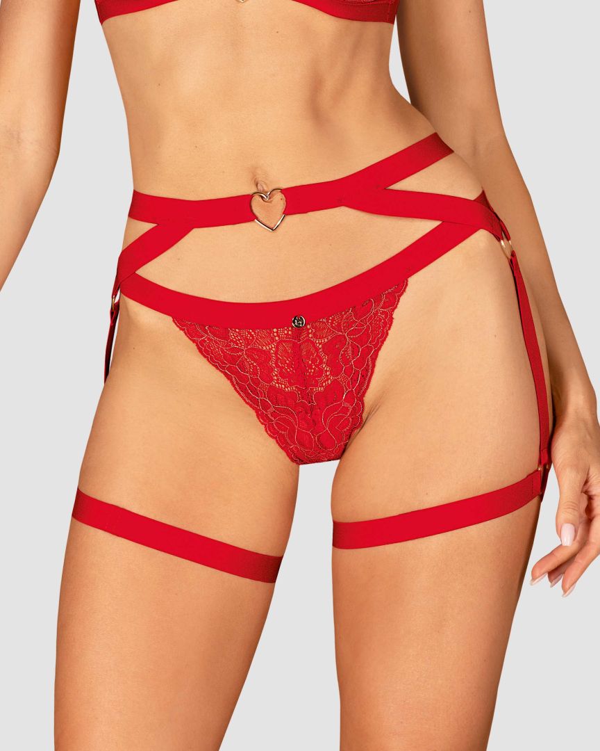 An additional view of the Elianes red harness