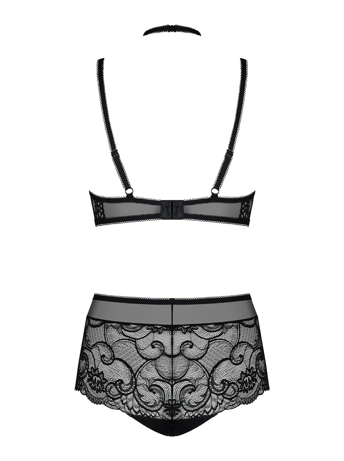 The Elizenes black lace bra and shorts set, seen from a different angle