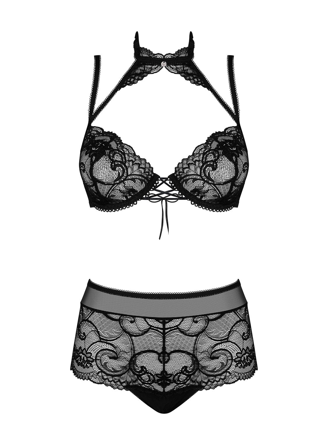 A further look at the Elizenes black lace bra and shorts set