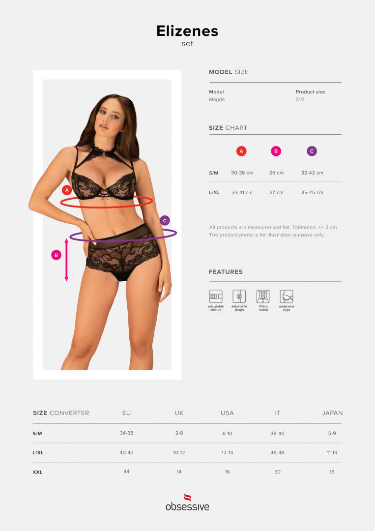 One more view of the Elizenes black lace bra and shorts set