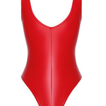 One more view of the Elysium red wetlook bodysuit