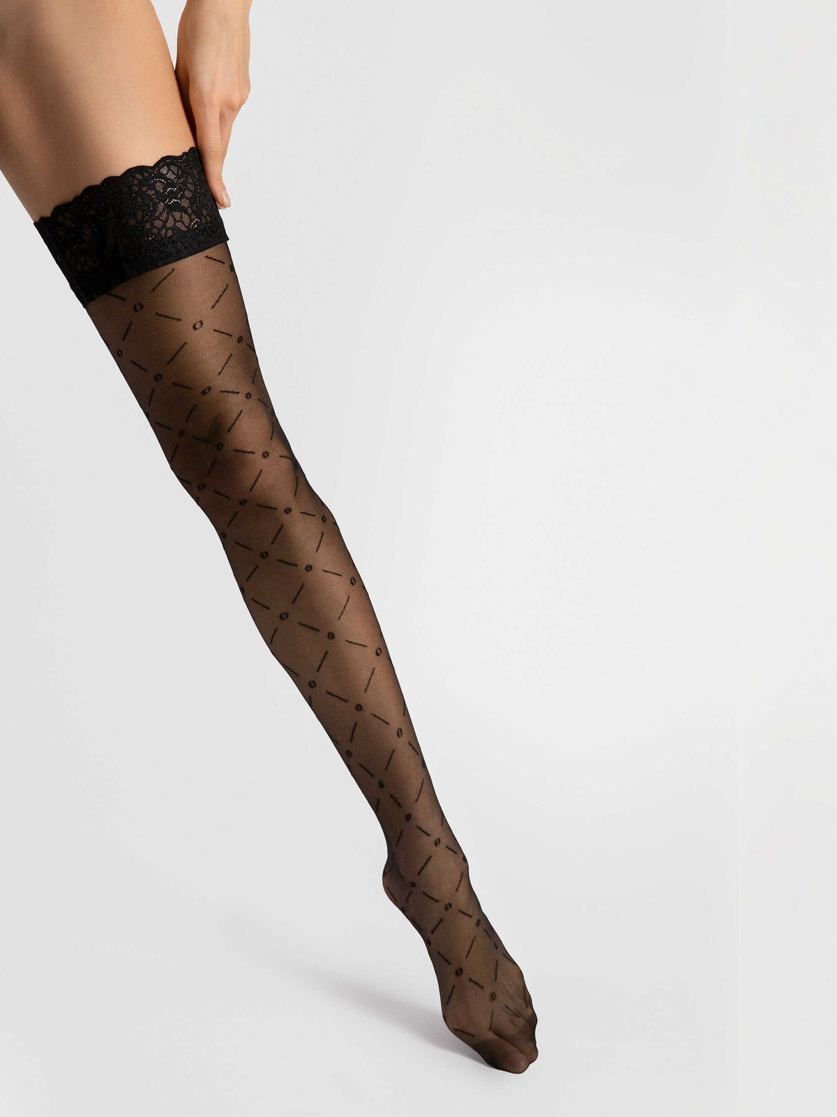 Alternate view of the Enchantè black 20 denier hold-up stockings