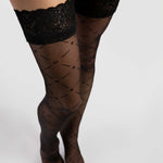 Another angle of the Enchantè black 20 denier hold-up stockings