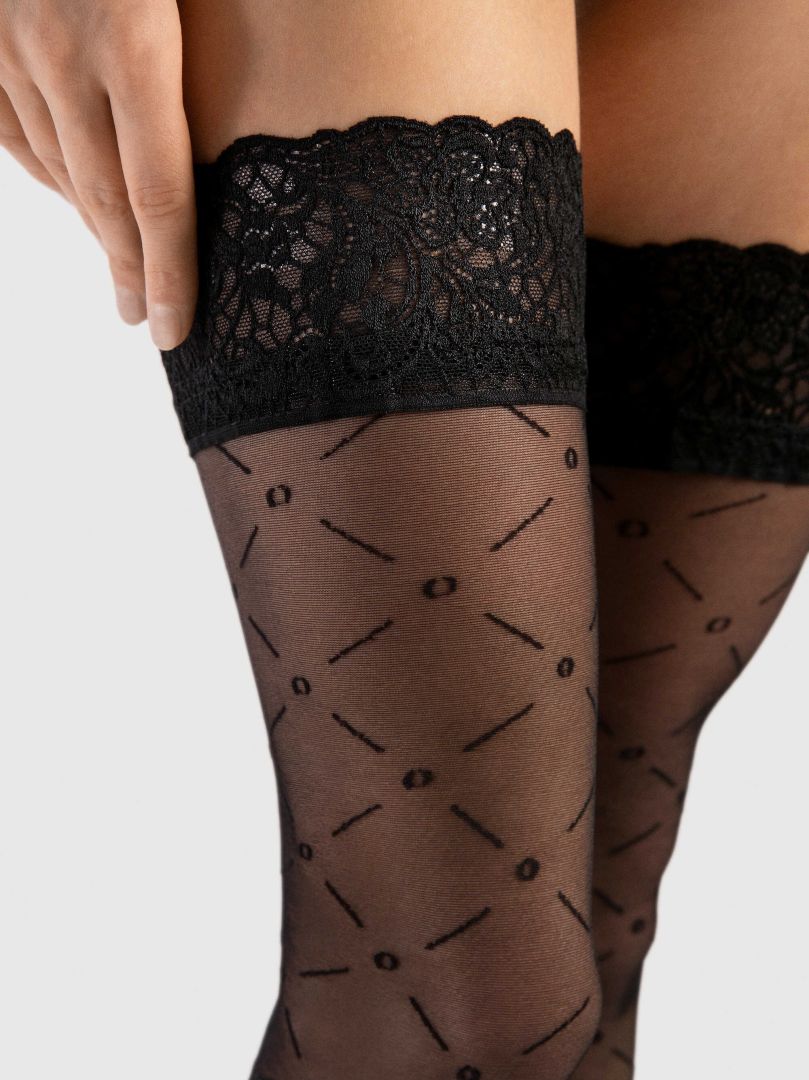 Enchantè black 20 denier hold-up stockings with a polyamide and elastane blend