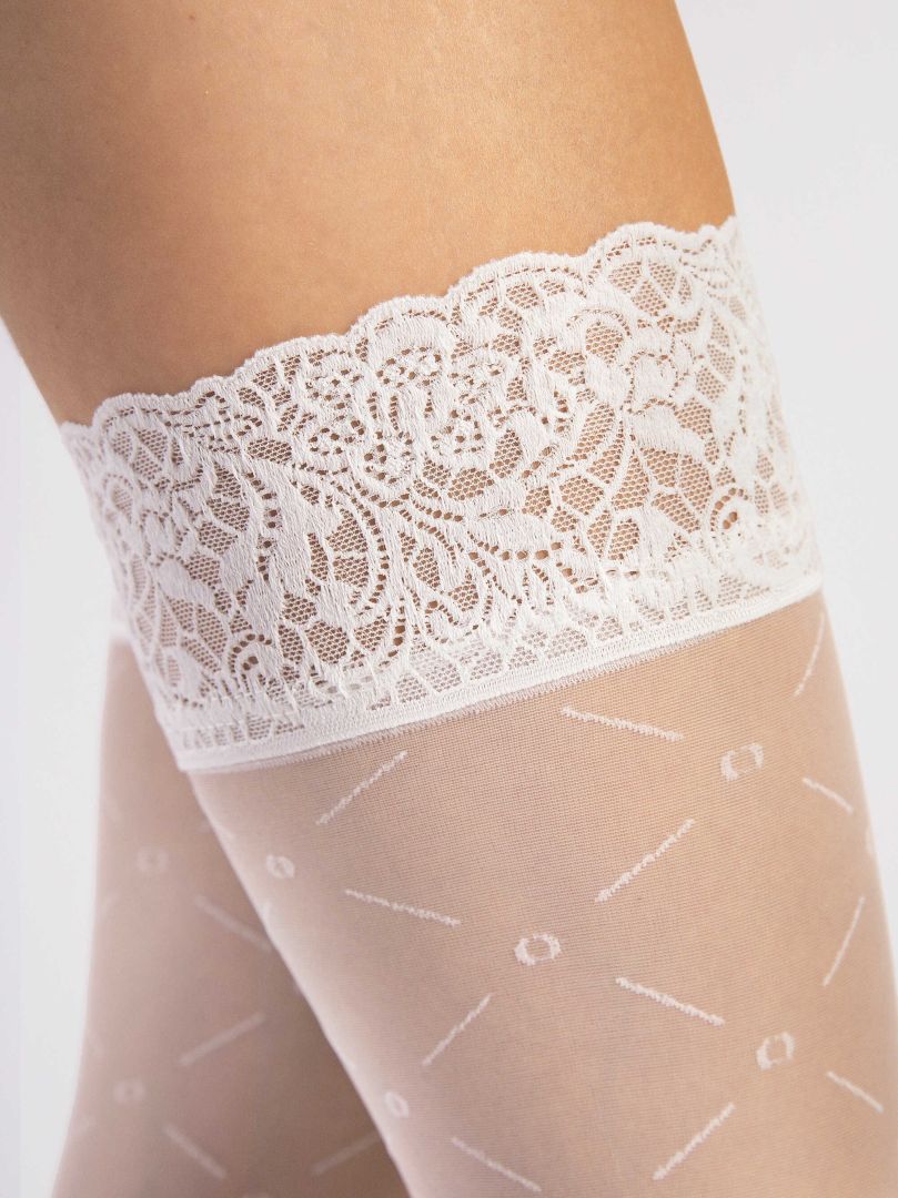 Enchantè white 20 denier hold-up stockings with a polyamide and elastane blend