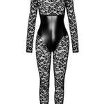 The Enigma black lace catsuit, featuring a high neck