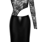 The Erotica black lace and wetlook midi dress, seen from a different angle