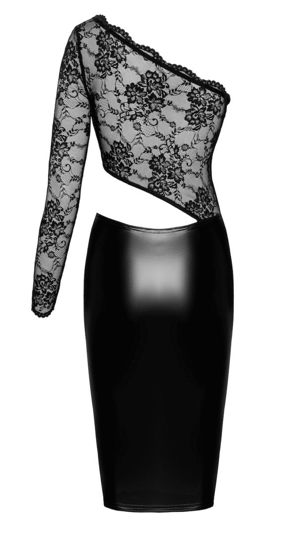 A further look at the Erotica black lace and wetlook midi dress