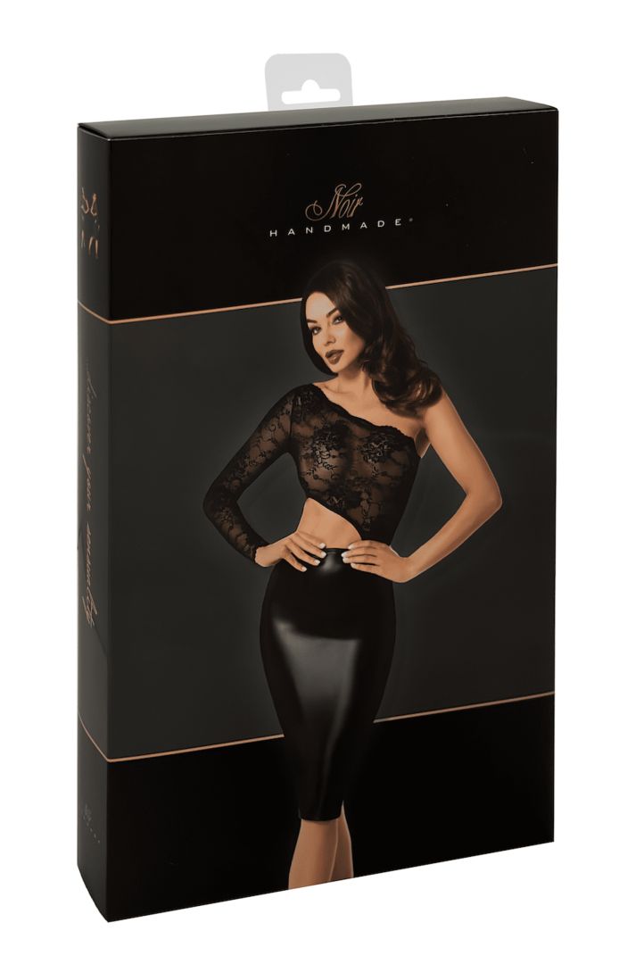 One more view of the Erotica black lace and wetlook midi dress