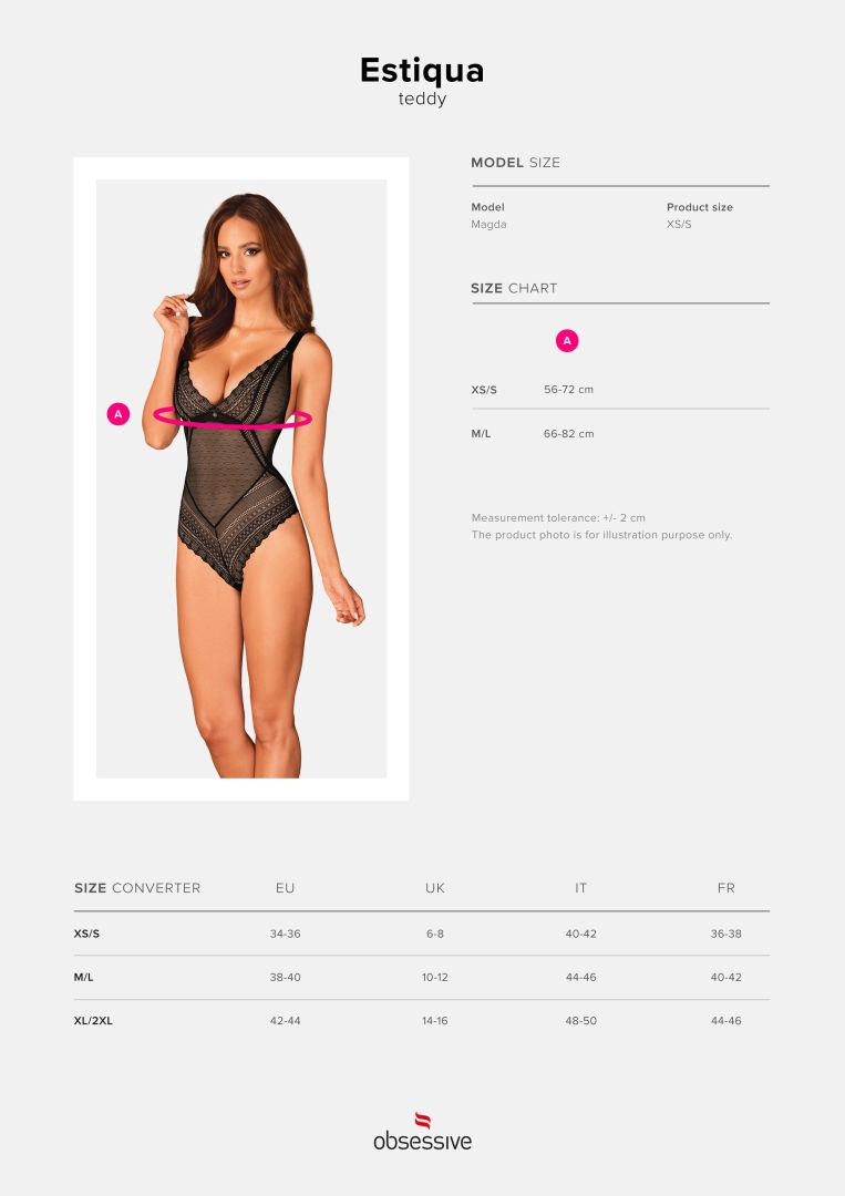 The Estiqua black lace teddy, shown in an alternate image