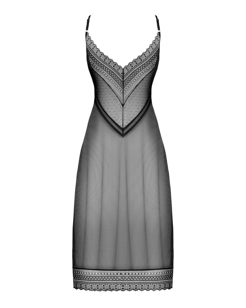 The Estiqua black long chemise seen from another angle