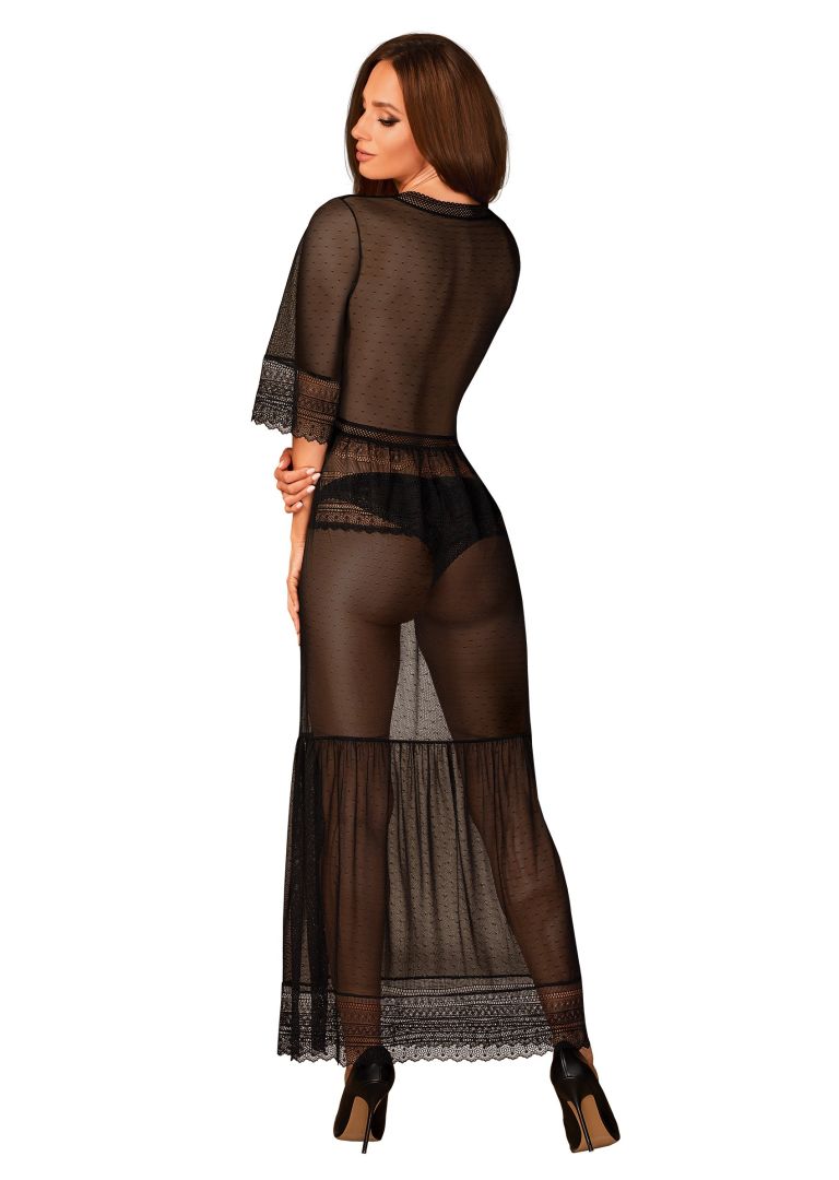 The Estiqua black long peignoir seen from another angle