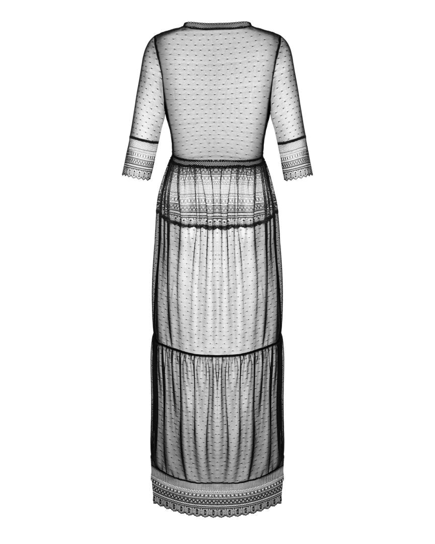 The Estiqua black long peignoir, seen from a different angle