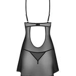 Euridia black mesh chemise and thong with contour underwired cups