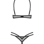 Euridia black open-cup bra set with rose-gold hardware