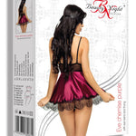 The Eve garnet satin and lace chemise set, seen from a different angle