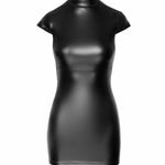 The Fantasy black wetlook mini dress seen from another angle