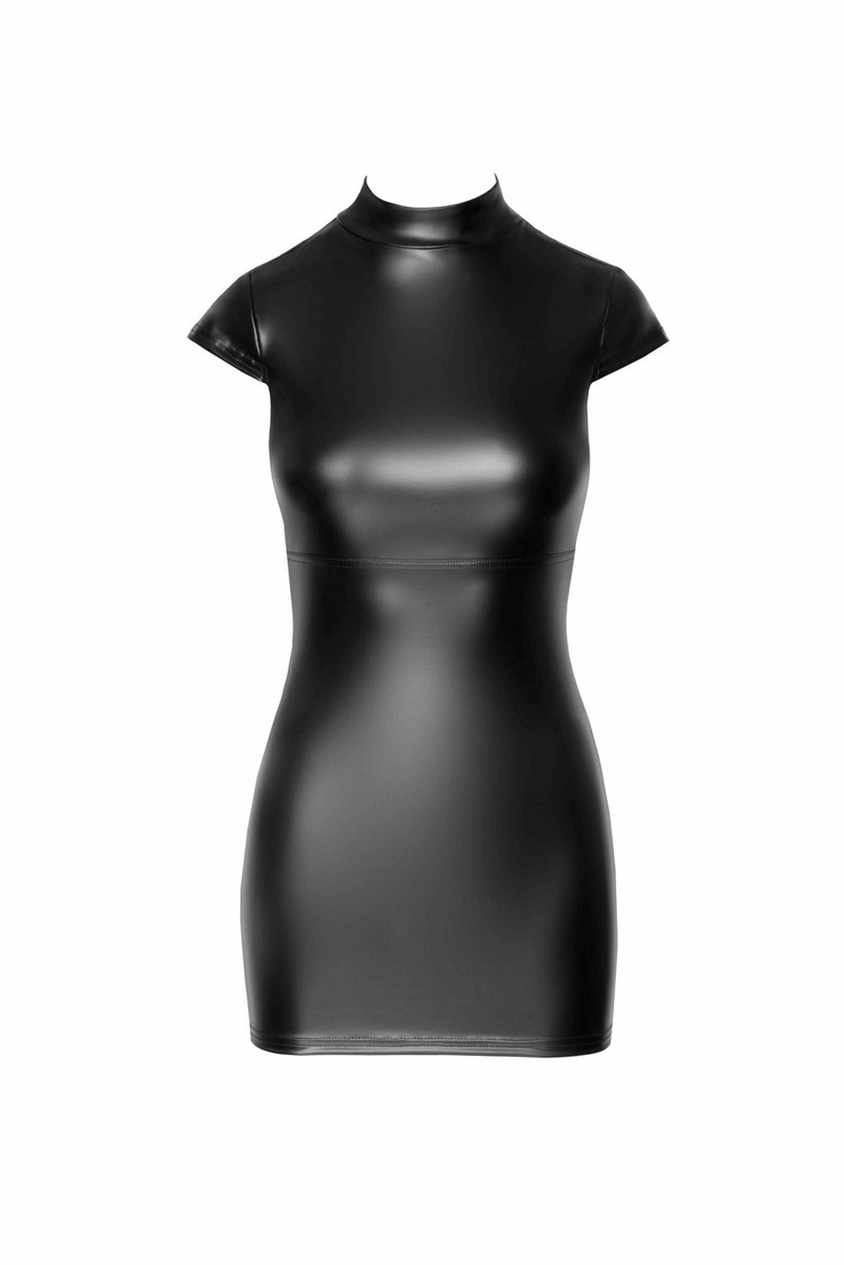 The Fantasy black wetlook mini dress seen from another angle