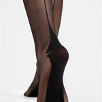 Femme Fatale black 20 denier hold-up stockings featuring a reinforced sole