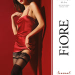 Dominique black 20 denier floral hold-up stockings by Fiore