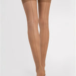Marlena tan shimmering stockings by Fiore