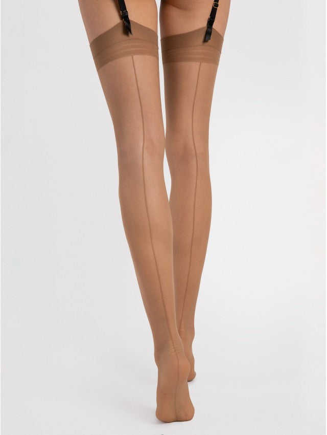 Marlena tan shimmering stockings by Fiore