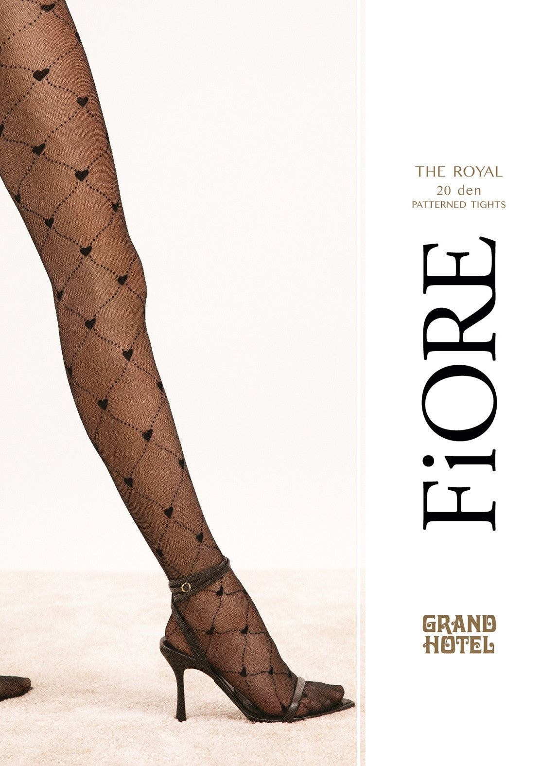 The Royal black 20 denier tights with dot and heart pattern by Fiore