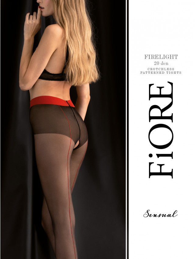 Firelight black and red 20 denier stockings with a polyamide and elastane blend