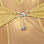 Alternate view of the gold metallic shimmer mesh teddy