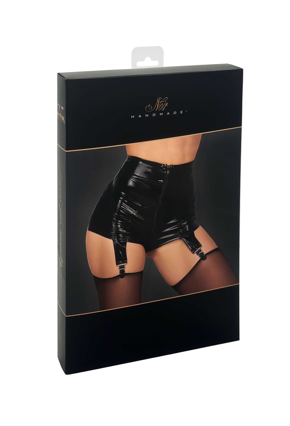 The Glam black wetlook and vinyl shorts, seen from a different angle