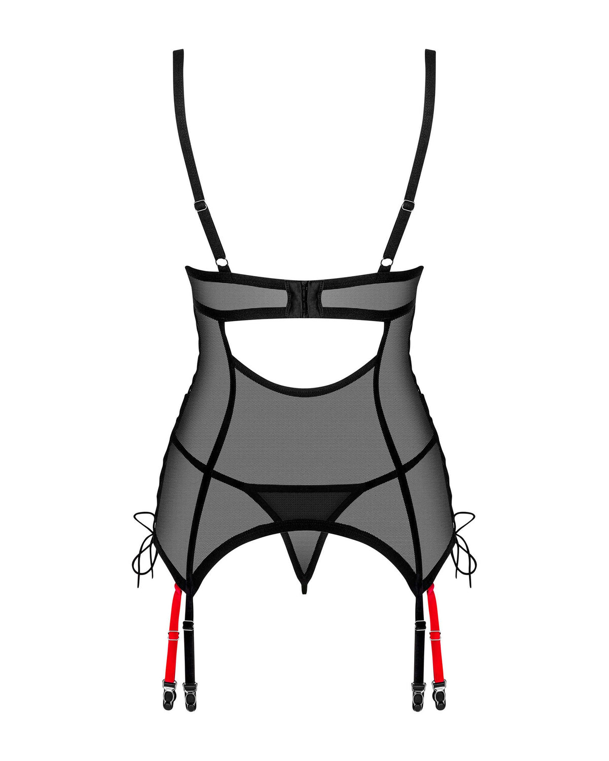 The Glandez black sheer corset and thong, seen from a different angle