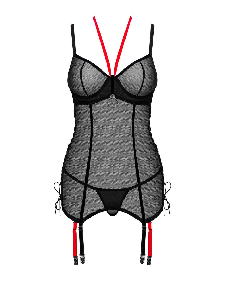 A further look at the Glandez black sheer corset and thong