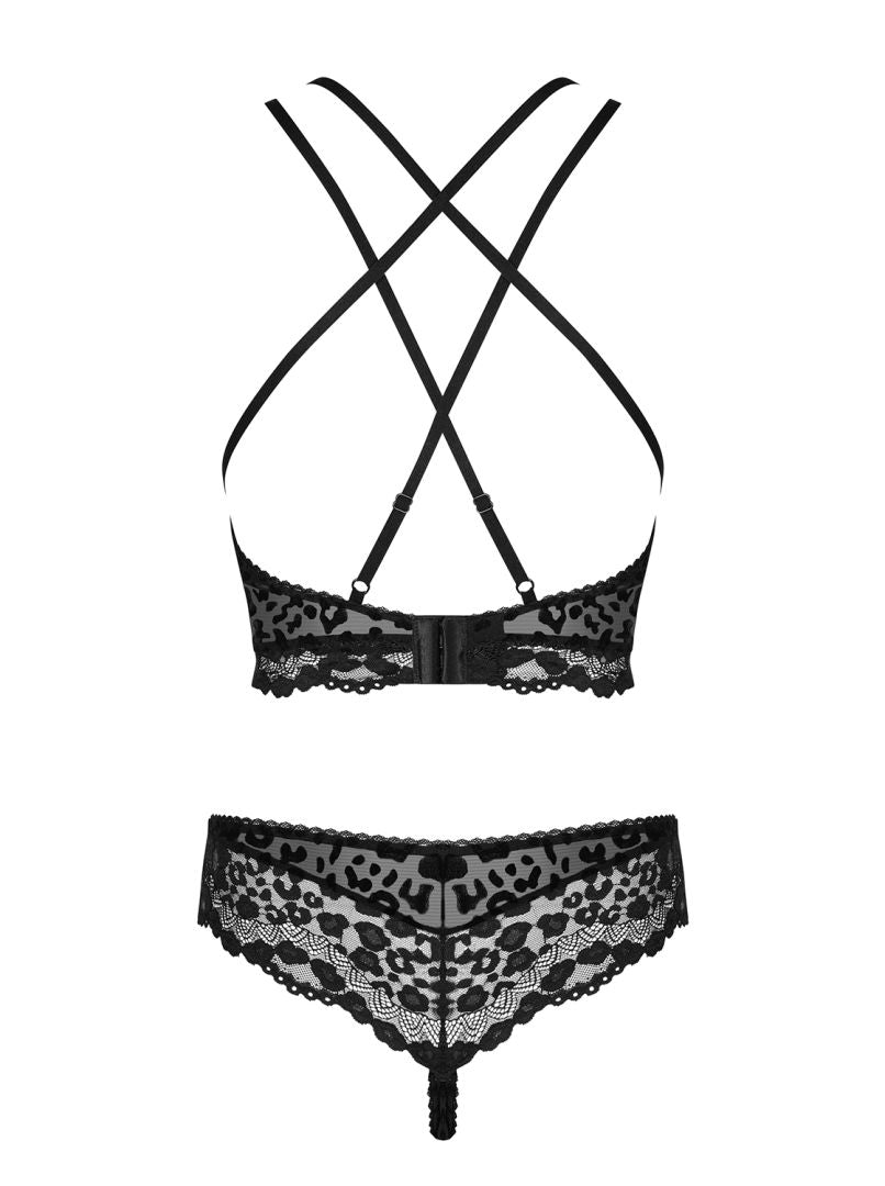 An additional view of the Guilly black leopard print set