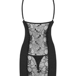 The Heartina black satin chemise seen from another angle
