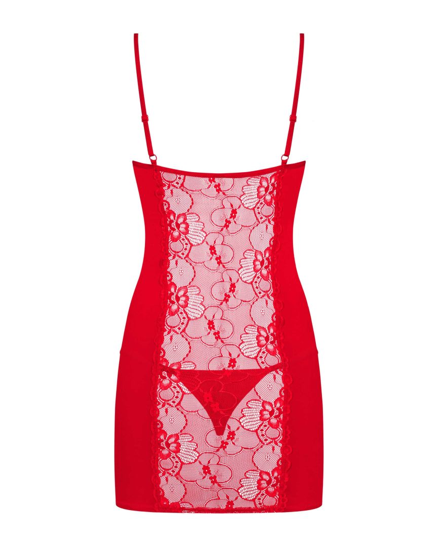 The Heartina red embroidered chemise with adjustable straps