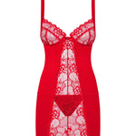 The Heartina red embroidered chemise seen from another angle